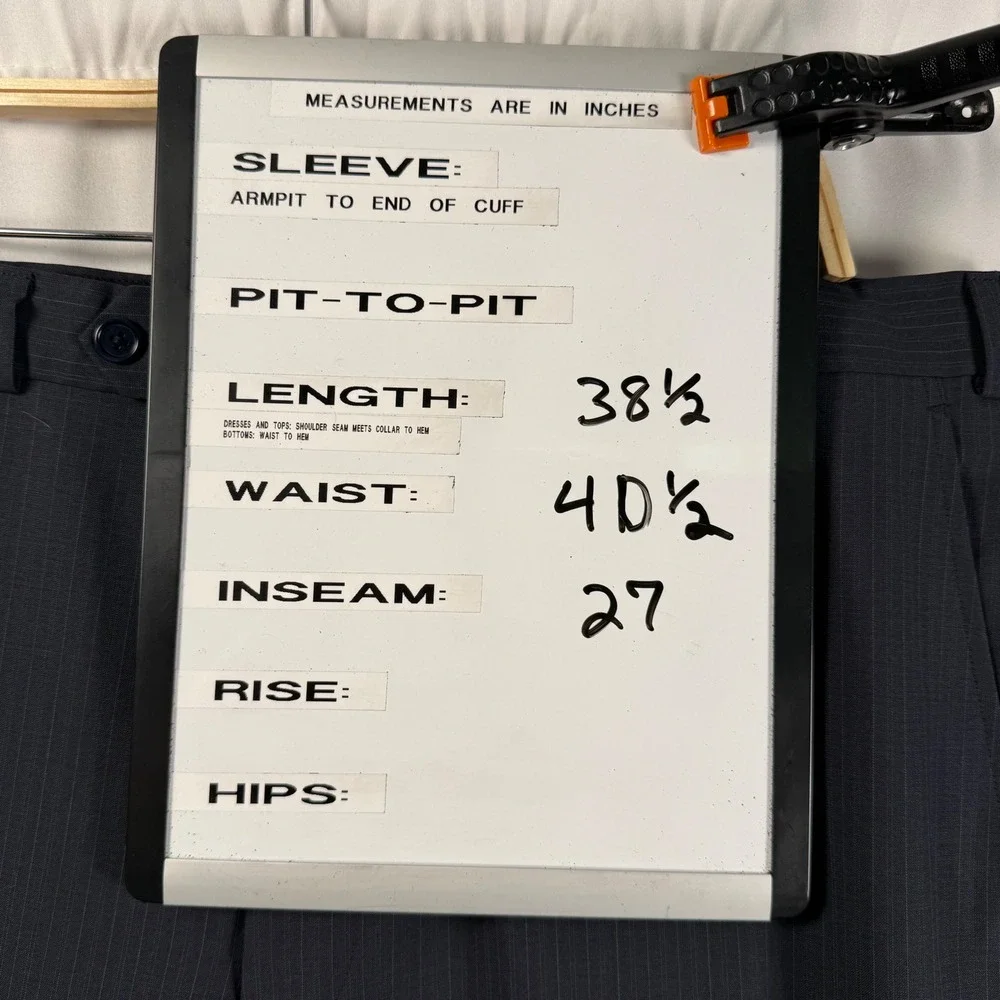 Brooks Brothers Fitzgerald Navy Herringbone Wool Dress Pants Stretch Mens 40x27 - Picture 7 of 7